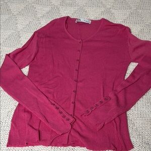 Zara Ribbed Button Up Cardigan